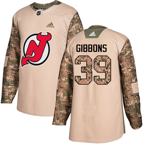 Adidas Devils #39 Brian Gibbons Camo Authentic Veterans Day Stitched NHL Jersey - Click Image to Close